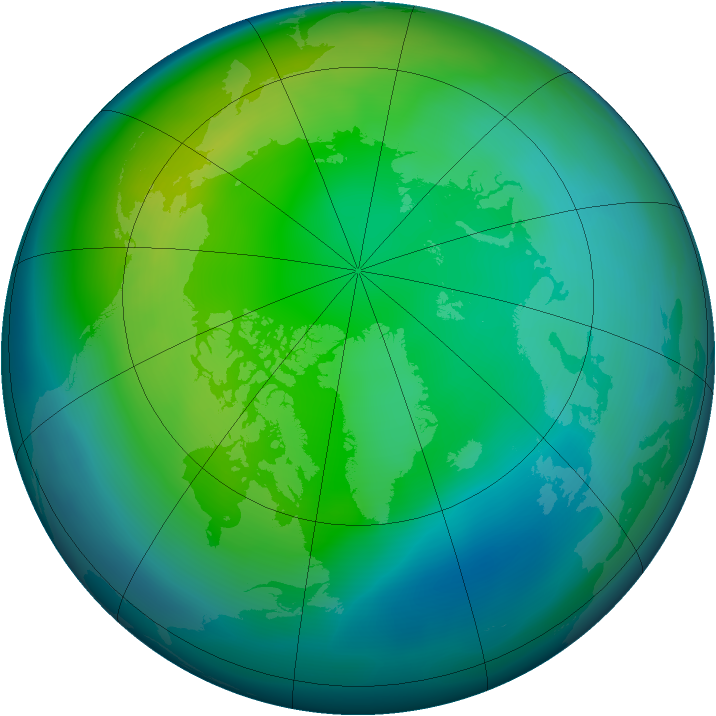 Arctic ozone map for November 2004
